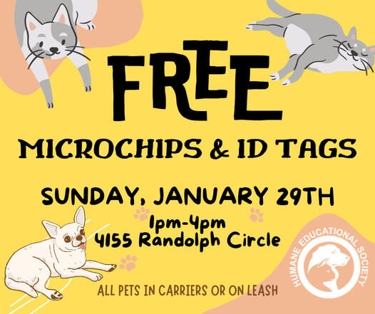 HES hosting free microchip and ID tag clinic January 29th